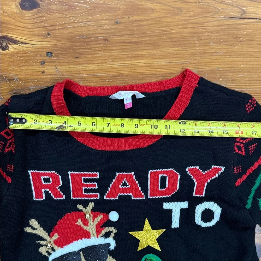No Boundaries Black Reindeer Christmas Holiday Sweater Size XXL
